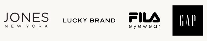 DeRigo REM JonesNY Lucky Brand Fila GAP logo collage for Complete Pair offer