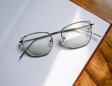 Eyeglasses on a desk