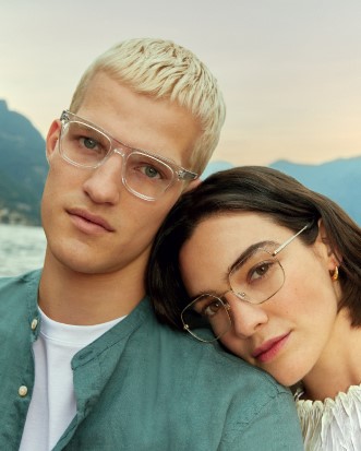 male and female Vogue eyewear models in eyeglasses