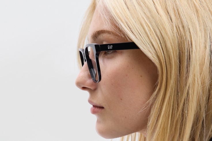 blond model in Gap eyeglasses
